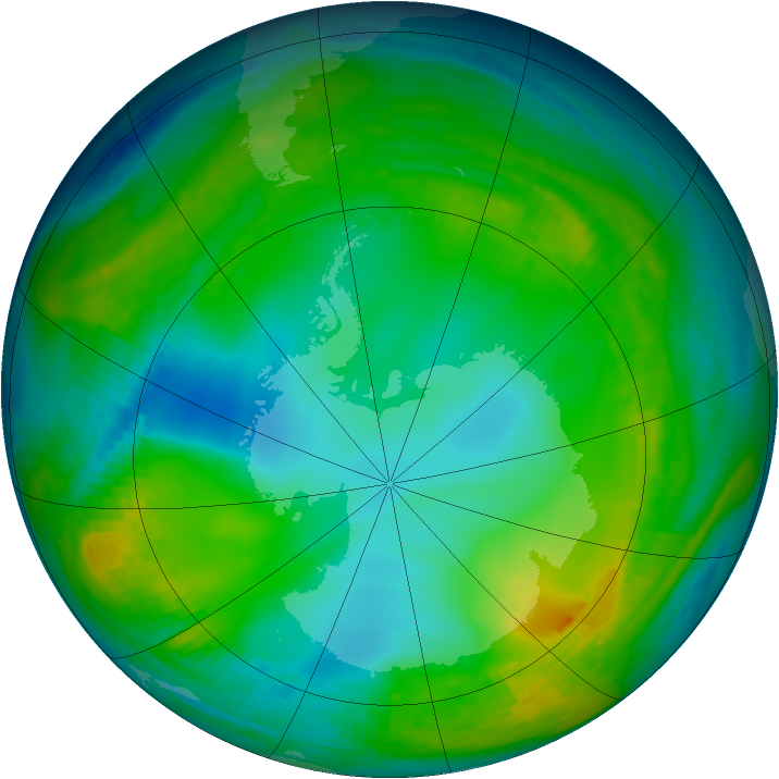 Antarctic ozone map for 31 May 1980